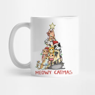 Christmas Cat Butt Tree, Wreath Kitty Funny Holiday Kitten Design Mug